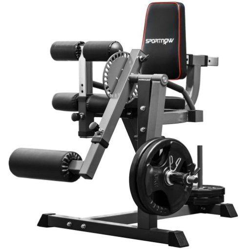 CALF MACHINE CON SCHIENALE E CUSCINETTI REGOLABILI IN ACCIAIO PLASTICA ED EVA 100X90X105 CM GRIGIO E NERO