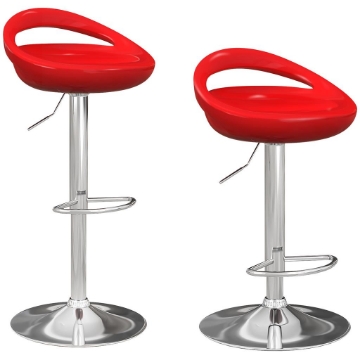 SET 2 SGABELLI DA BAR GIREVOLI CON POGGIAPIEDI ALTEZZA REGOLABILE BASE IN ACCIAIO SEDUTA IN ABS ROSSO
