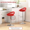 SET 2 SGABELLI DA BAR GIREVOLI CON POGGIAPIEDI ALTEZZA REGOLABILE BASE IN ACCIAIO SEDUTA IN ABS ROSSO