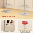 SET 2 SGABELLI DA BAR GIREVOLI CON POGGIAPIEDI ALTEZZA REGOLABILE BASE IN ACCIAIO SEDUTA IN ABS ROSSO