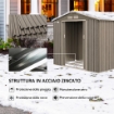 CASETTA DA GIARDINO IN METALLO CON PRESE D'ARIA E DOPPIA PORTA SCORREVOLE 2.1X1.3M MARRONE CHIARO