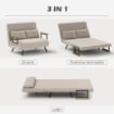 DIVANO LETTO 3 IN 1 IN TESSUTO EFFETTO VELLUTO CON SCHIENALE REGOLABILE E 2 CUSCINI 102X73X81 CM BIANCO CREMA