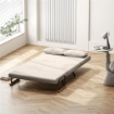 DIVANO LETTO 3 IN 1 IN TESSUTO EFFETTO VELLUTO CON SCHIENALE REGOLABILE E 2 CUSCINI 102X73X81 CM BIANCO CREMA