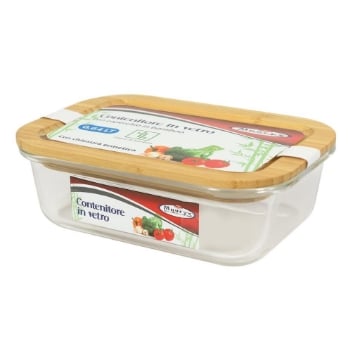MAURY'S CONTENITORE IN VETRO CON COPERCHIO IN LEGNO A  CHIUSURA ERMETICA 0.64 LITRI 
