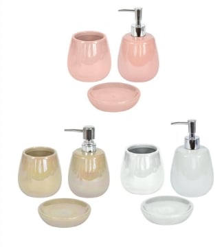 MAURY'S SET SLEEK 3 PZ - PORTA SAPONETTA , DOSA SAPONE CON DISPENCER, PORTA SPAZZOLINO - DA BAGNO IN COLORE ASSORTITO 