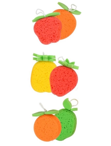 MAURY'S UNA SPUGNA DA BAGNO A FORMA DI FRUTTA  MORBIDA PER IL CORPO CON GANCIO PER APPENDERLA NELLA DOCCIA - ASSORTITA