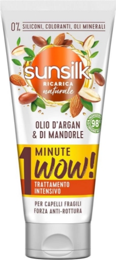 SUNSILK TRATTAMENTO INTENSIVO MASCHERA CAPELLI SECCHI CON OLIO D'ARGAN E MANDORLE 98% DI INGREDIENTI DI ORIGINE NATURALE SENZA SILICONI COLORANTI E OLI MINERALI 180ML OKX