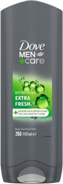 DOVE DOCCIA DOVE MEN+CARE EXTRA FRESH DOCCIASCHIUMA UOMO 3 IN 1 IDRATANTE CORPO VISO E CAPELLI DONA 24 ORE DI IDRATAZIONE 250 ML OKX
