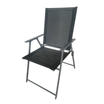 SEDIA PIEGHEVOLE MALIBÙ STRUTTURA IN ACCIAIO SEDUTA IN TEXTILENE COLORE NERO 57X66X96 CM OKX