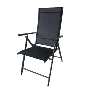 SEDIA PIEGHEVOLE ANTIBES 7 POSIZIONI STRUTTURA IN ACCIAIO SEDUTA IN TEXTILENE COLORE NERO 57X68X105 CM OKX