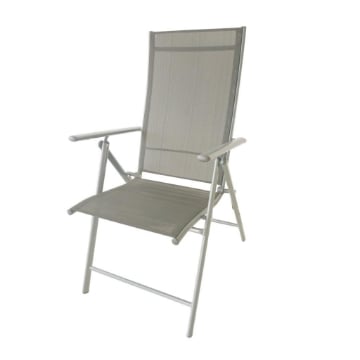 SEDIA PIEGHEVOLE ANTIBES 7 POSIZIONI STRUTTURA IN ACCIAIO SEDUTA IN TEXTILENE COLORE ECRU 57X68X105 CM OKX