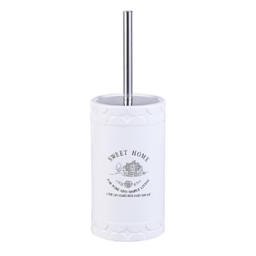 PORTA SCOPINO AURA PER WC CON RILIEVO SCRITTE E DECORI COLORE BIANCO OKX