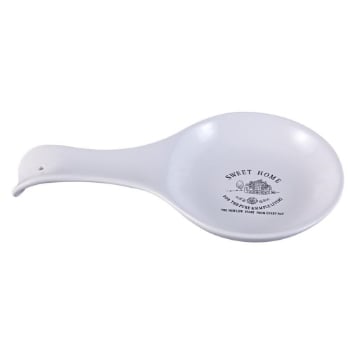 POGGIAMESTOLO AURA IN CERAMICA CON FORO PER GANCIO CON SCRITTE E DECORI ADATTO PER MANTENERE LA CUCINA PULITA COLORE BIANCO 24 CM OKX