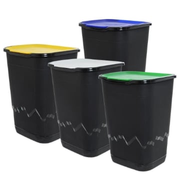 SET 4 PATTUMIERE DA  50 LT PER LA RACCOLTA DEI RIFIUTI CARTA, PLASTICA, VETRO, INDIFFERENZIATO 36 X 40 X 54H CM 
