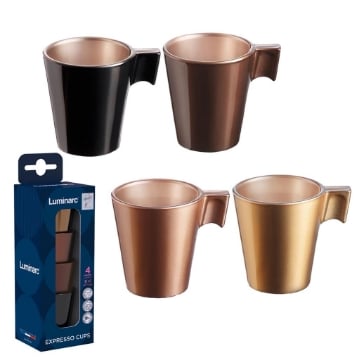 LUMINARC 4 TAZZE PER CAFFE FLASHY DA 8 CL TONALITÀ DEL CAFFE EXPRESSO CUPS OKX