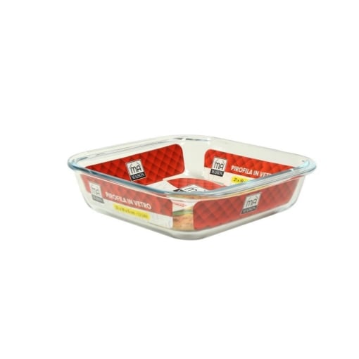 BAKER PIROFILA TRASPARENTE IN VETRO SPESSO FORMA QUADRATA CON BORDI SPORGENTI E MANICI 21X19X5 CM 1,1 L OKX