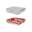 BAKER PIROFILA TRASPARENTE IN VETRO SPESSO FORMA QUADRATA CON BORDI SPORGENTI E MANICI 24,5X22X5 CM 1,8 L OKX
