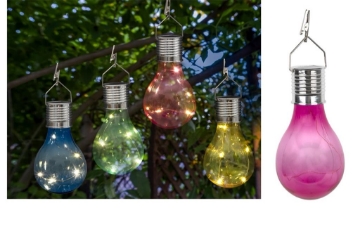 HIG-TECH LAMPADINA A RICARICA SOLARE COLORATA 7,5 X 15H CM CON GANCIO PER APPENDERLA COLORI ASSORTITI OKX