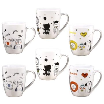 MA MAISON 1 SIMPATICA TAZZA MUG DA 330 CC PER COLAZIONE CON FANTASIA ASSORTITA 