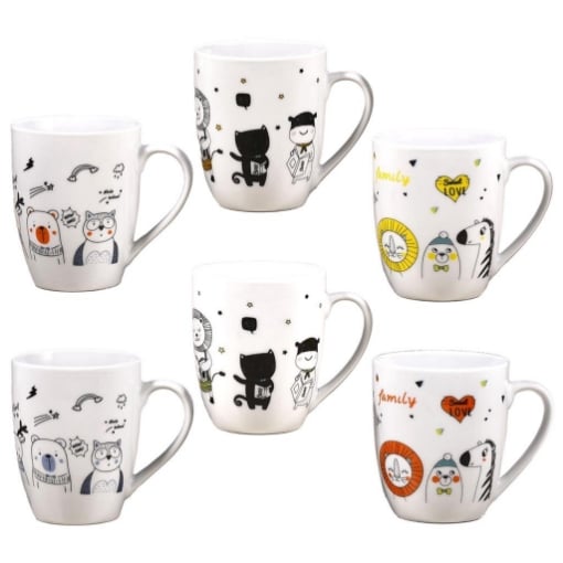 MA MAISON 1 SIMPATICA TAZZA MUG DA 330 CC PER COLAZIONE CON FANTASIA ASSORTITA 