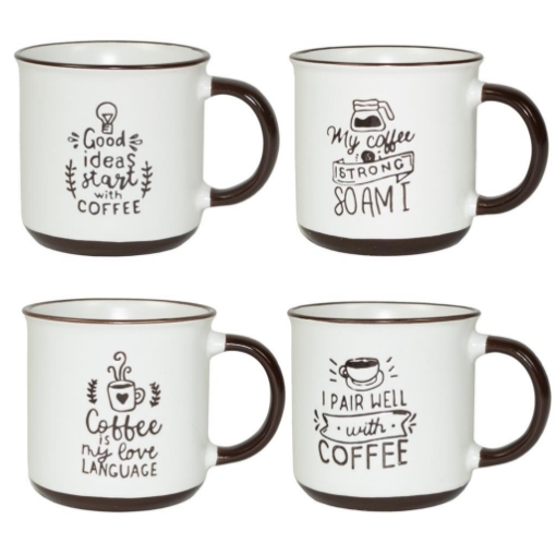 MA MAISON 1 SIMPATICA TAZZA DA 350 CC PER COLAZIONE CON FANTASIA E SCRITTE ASSORTITE