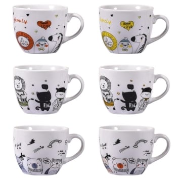 MA MAISON 1 SIMPATICA TAZZA DA 410 CC PER COLAZIONE CON FANTASIA ASSORTITA 
