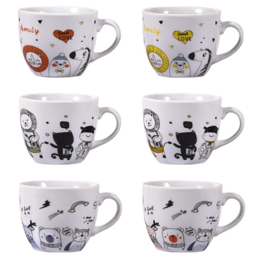MA MAISON 1 SIMPATICA TAZZA DA 410 CC PER COLAZIONE CON FANTASIA ASSORTITA 