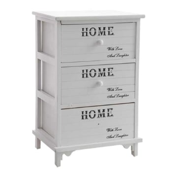 CASSETTIERA IN LEGNO DECORATA 3 CASSETTI CON POMELLI COLORE BIANCO 40X29X58H CM