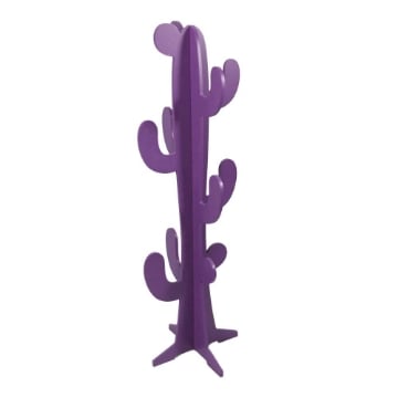 APPENDIABITI IN LEGNO A FORMA DI CACTUS COLORE VIOLA DESIGN MODERNO 122H CM