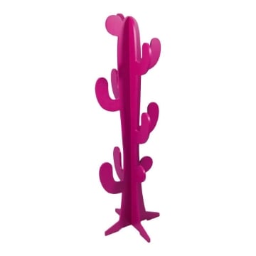 APPENDIABITI IN LEGNO A FORMA DI CACTUS COLORE ROSA DESIGN MODERNO 122H CM