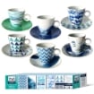 MA MAISON SET 6 TAZZINE DA CAFFÈ CON PIATTINO FANTASIA SULLE TONALITÀ DEL CELESTE