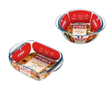 PYREX TEGLIE PER FRIGGITRICI AD ARIA DA 1 LITRO IN VETRO CON MANICI FORMA ASSORTITA 