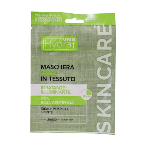 HYDRA VIVA 1 MASCHERA VISO IN TESSUTO IDRATANTE E ILLUMONANTE CON ROSA CENTIFOLA IDEALE PER PELLI SPENTE OKX