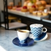 MAURY'S SET DI 4 TAZZE PER THE LINEA ART CON PIATTINO BIANCHE E BLU 80 CC