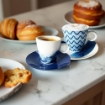 MAURY'S SET DI 4 TAZZE PER THE LINEA ART CON PIATTINO BIANCHE E BLU 80 CC