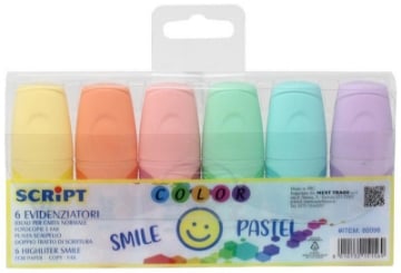 EVIDENZIATORI PASTELLO MINI IDEALI PER CARTA NORMALE FOTOCOPIE E FAX PUNTA A SCALPELLO DOPPIO TRATTO DI SCRITTURA 6 PZ OKX