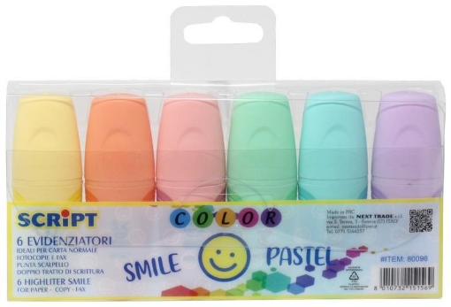 EVIDENZIATORI PASTELLO MINI IDEALI PER CARTA NORMALE FOTOCOPIE E FAX PUNTA A SCALPELLO DOPPIO TRATTO DI SCRITTURA 6 PZ OKX
