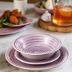 MA MAISON PASTEL SET 18 PIATTI SERVIZIO COLORE VIOLA 6 PIANI - 6 FONDI - 6 DESSERT O FRUTTA IN CERAMICA