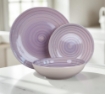 MA MAISON PASTEL SET 18 PIATTI SERVIZIO COLORE VIOLA 6 PIANI - 6 FONDI - 6 DESSERT O FRUTTA IN CERAMICA