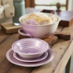 MA MAISON PASTEL SET 18 PIATTI SERVIZIO COLORE VIOLA 6 PIANI - 6 FONDI - 6 DESSERT O FRUTTA IN CERAMICA