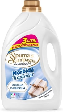 SPUMA DI SCIAMPAGNA AMMORBIDENTE MORBIDA TRADIZIONE PROFUMO DI MARSIGLIA DERMATOLOGICAMENTE TESTATO 46 LAVAGGI 3 LT OKX