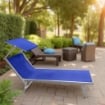 MAURY'S LETTINO STABILIMENTO IN ALLUMINIO E TEXTILENE IN COLORE BLU