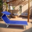 MAURY'S LETTINO STABILIMENTO IN ALLUMINIO E TEXTILENE IN COLORE BLU
