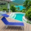 MAURY'S LETTINO STABILIMENTO IN ALLUMINIO E TEXTILENE IN COLORE BLU