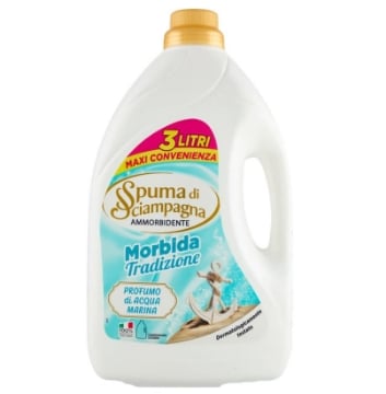 SPUMA DI SCIAMPAGNA AMMORBIDENTE MORBIDA TRADIZIONE PROFUMO DI ACQUA MARINA DERMATOLOGICAMENTE TESTATO 46 DOSI 3 LT OKX