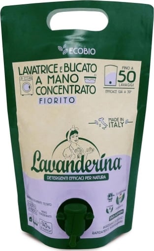 LAVANDERINA DETERGENTE EFFICACI PER NATURA LAVATRICE E BUCATO A MANO CONCENTRATO FIORITO FINO A 50 LAVAGGI MADE IN ITALY 2000 ML OKX
