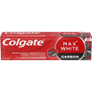 COLGATE DENTIFRICIO MAX WHITE CARBONE RIPRISTINA IL BIANCO NATURALE DEI DENTI SICURO SULLO SMALTO 75 ML OKX