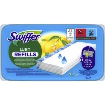 SWIFFER WET RICARICA FRAGRANZA AL LIMONE 10 PANNI PULIZIA FACILE E VELOCE OKX