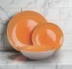 MA MAISON PASTEL SET 18 PIATTI SERVIZIO COLORE ARANCIONE 6 PIANI - 6 FONDI - 6 DESSERT O FRUTTA IN CERAMICA 