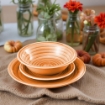 MA MAISON PASTEL SET 18 PIATTI SERVIZIO COLORE ARANCIONE 6 PIANI - 6 FONDI - 6 DESSERT O FRUTTA IN CERAMICA 